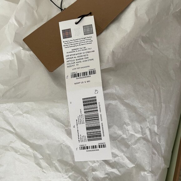 Burberry Arthur M Story White Icon‎ Stripe Mens Sneakers, 43, 8048548 main image 5